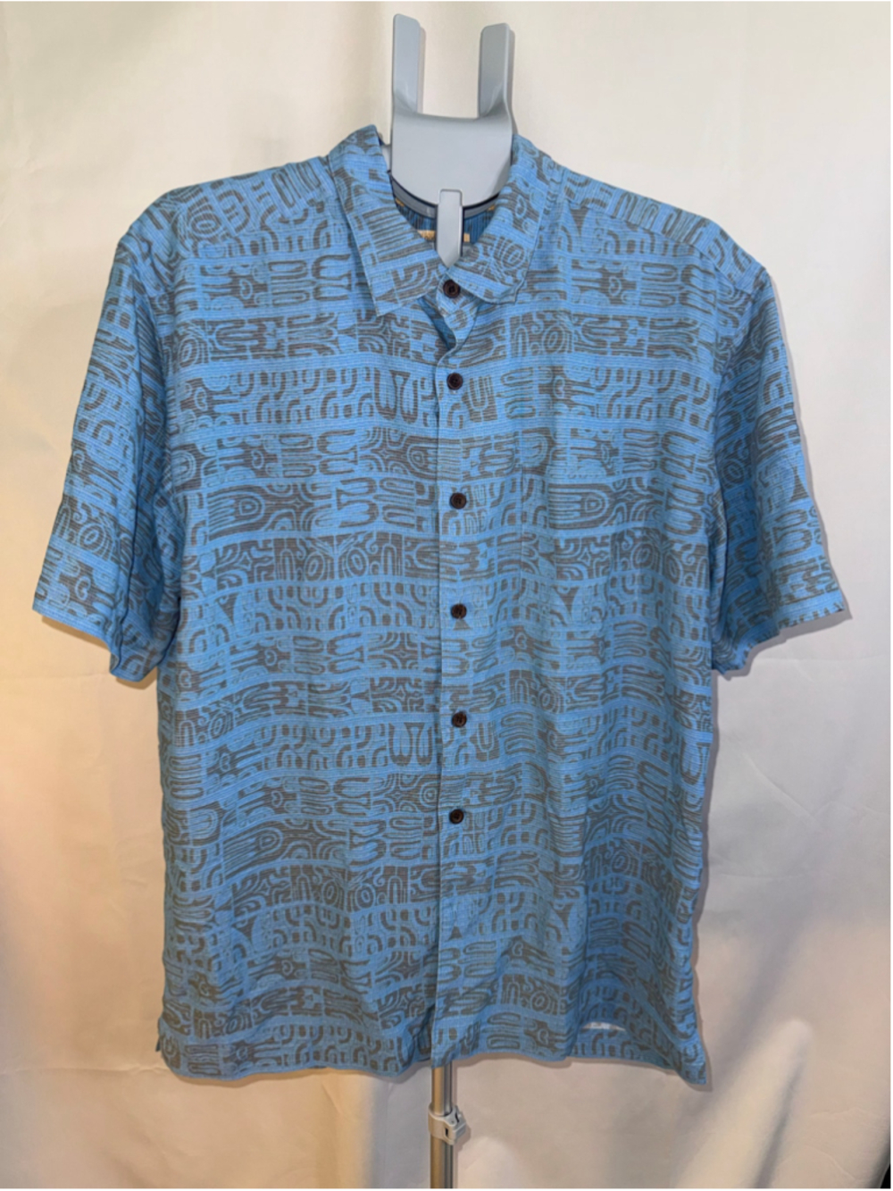 Men's Quiksilver Waterman Casual Button Down Shirt Size L Blue Grey
